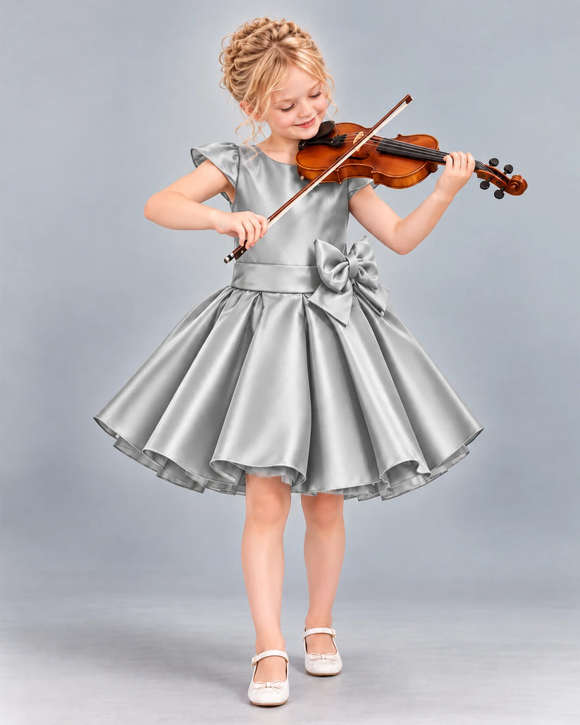 Silver Ball Gown Girls Formal Dress Front