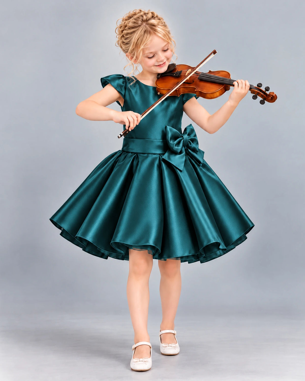 Teal Ball Gown Girls Formal Dress Front