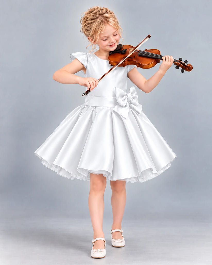 White Ball Gown Girls Formal Dress Front