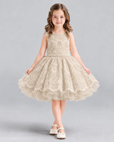 Champagne Ball Gown Flower Girl Dress Front