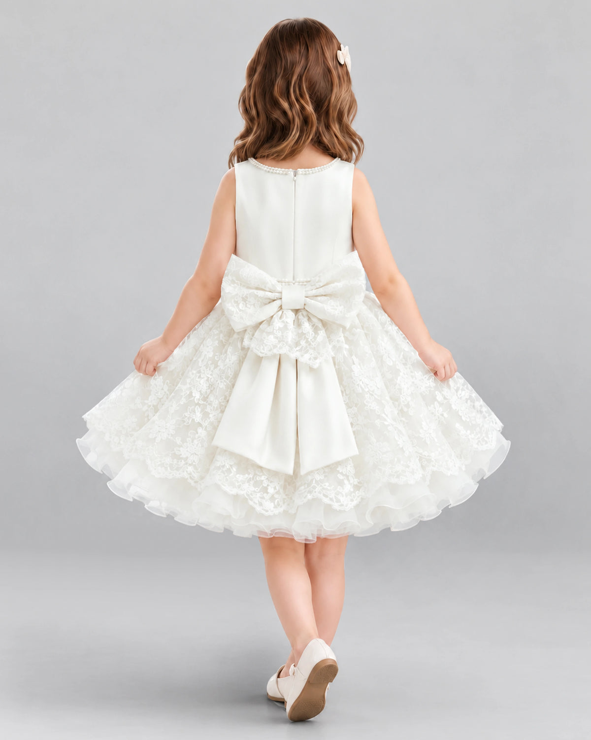 Ivory Ball Gown Flower Girl Dress Back [Shared]
