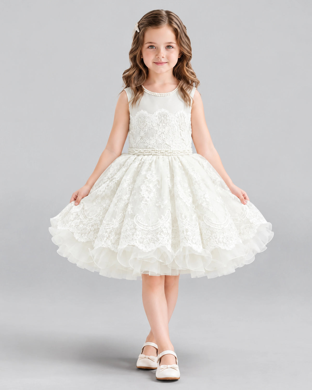 Ivory Ball Gown Flower Girl Dress Front