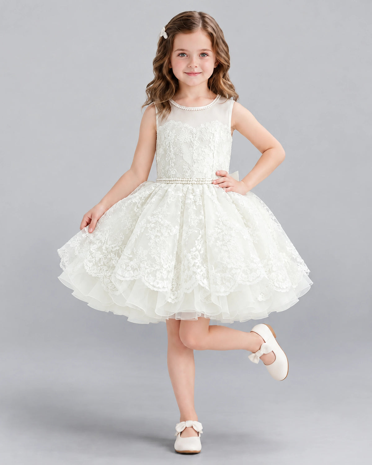 Ivory Ball Gown Flower Girl Dress Pose [Shared]