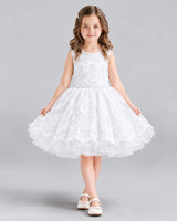 White Ball Gown Flower Girl Dress Front