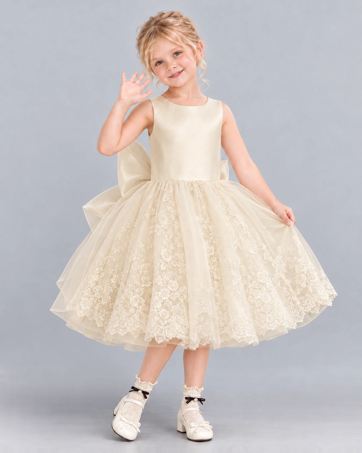 Champagne Ball Gown Flower Girl Dress Front