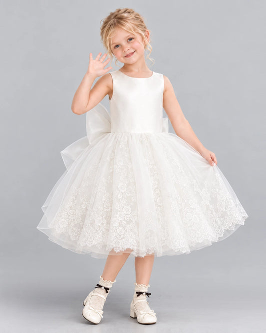 Ivory Ball Gown Flower Girl Dress Front