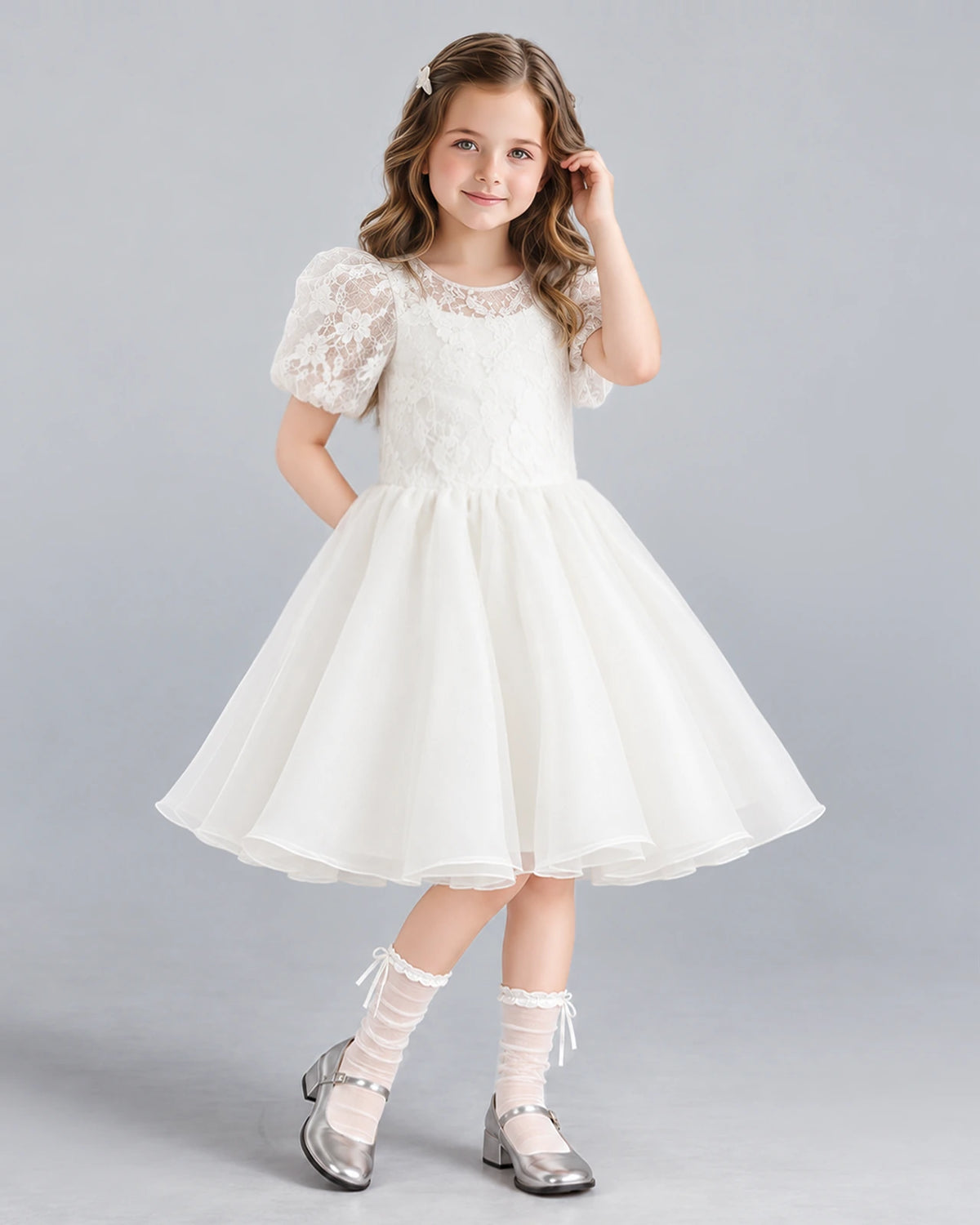 Ivory Ball Gown Flower Girl Dress Pose [Shared]