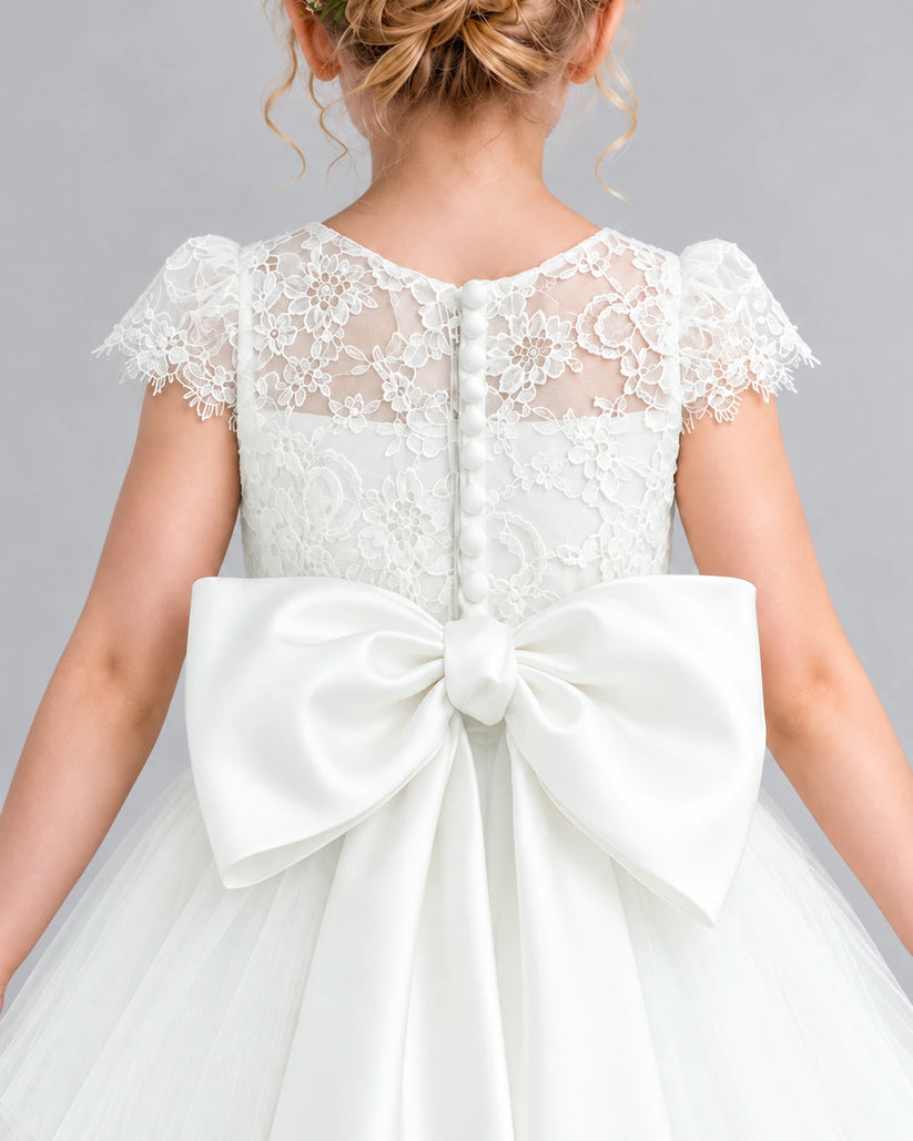 Ivory Ball Gown Flower Girl Dress Back_Detail [Shared]