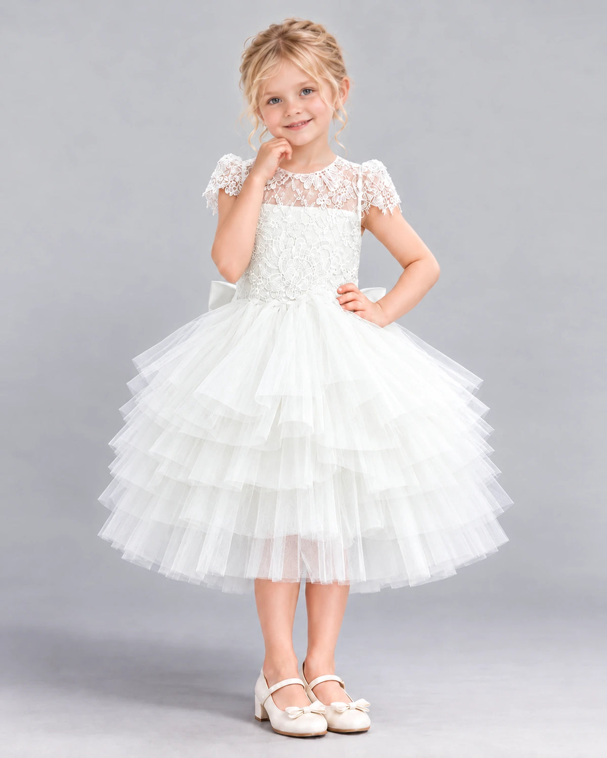 Ivory Ball Gown Flower Girl Dress Front