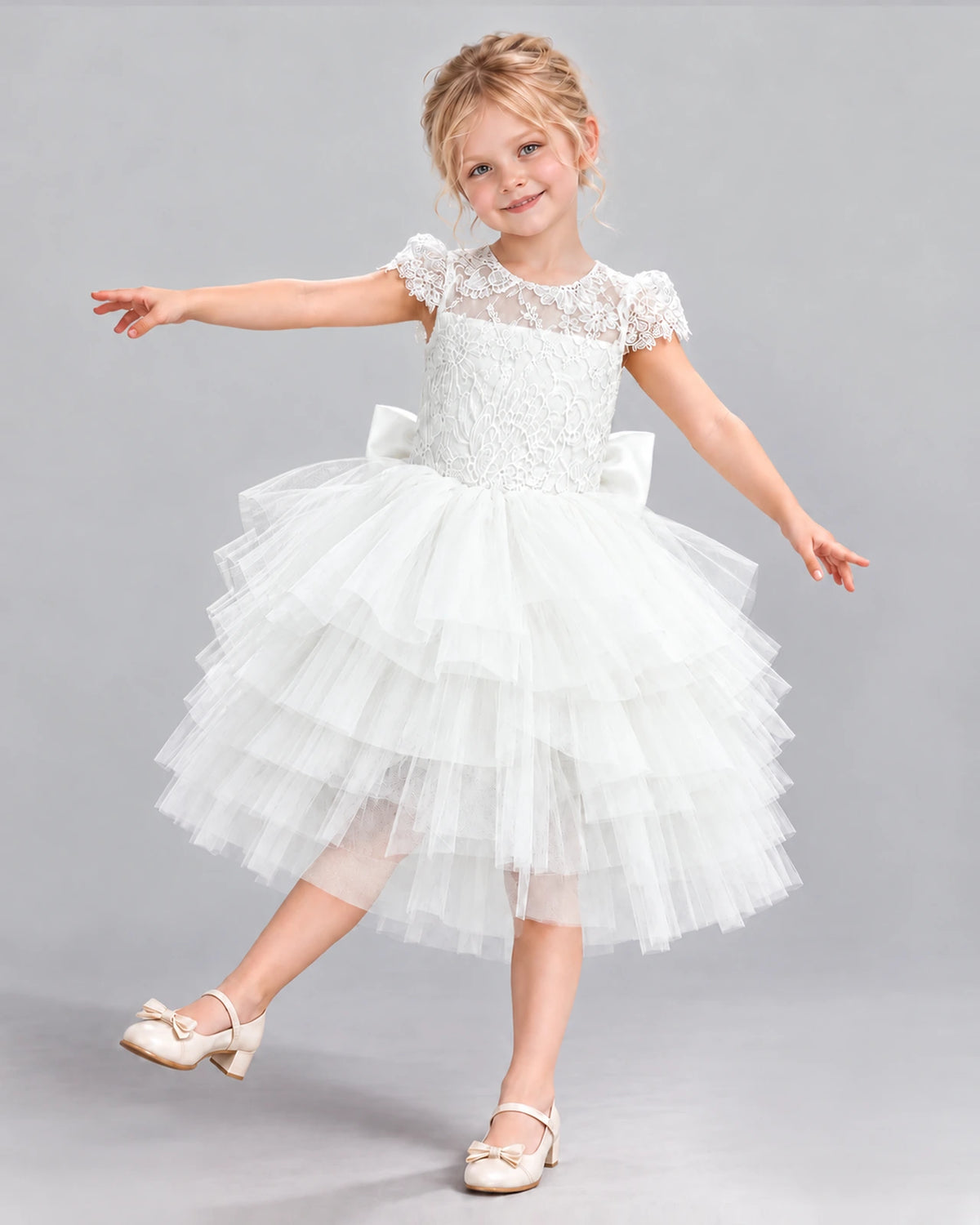 Ivory Ball Gown Flower Girl Dress Pose [Shared]