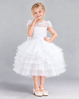 White Ball Gown Flower Girl Dress Front