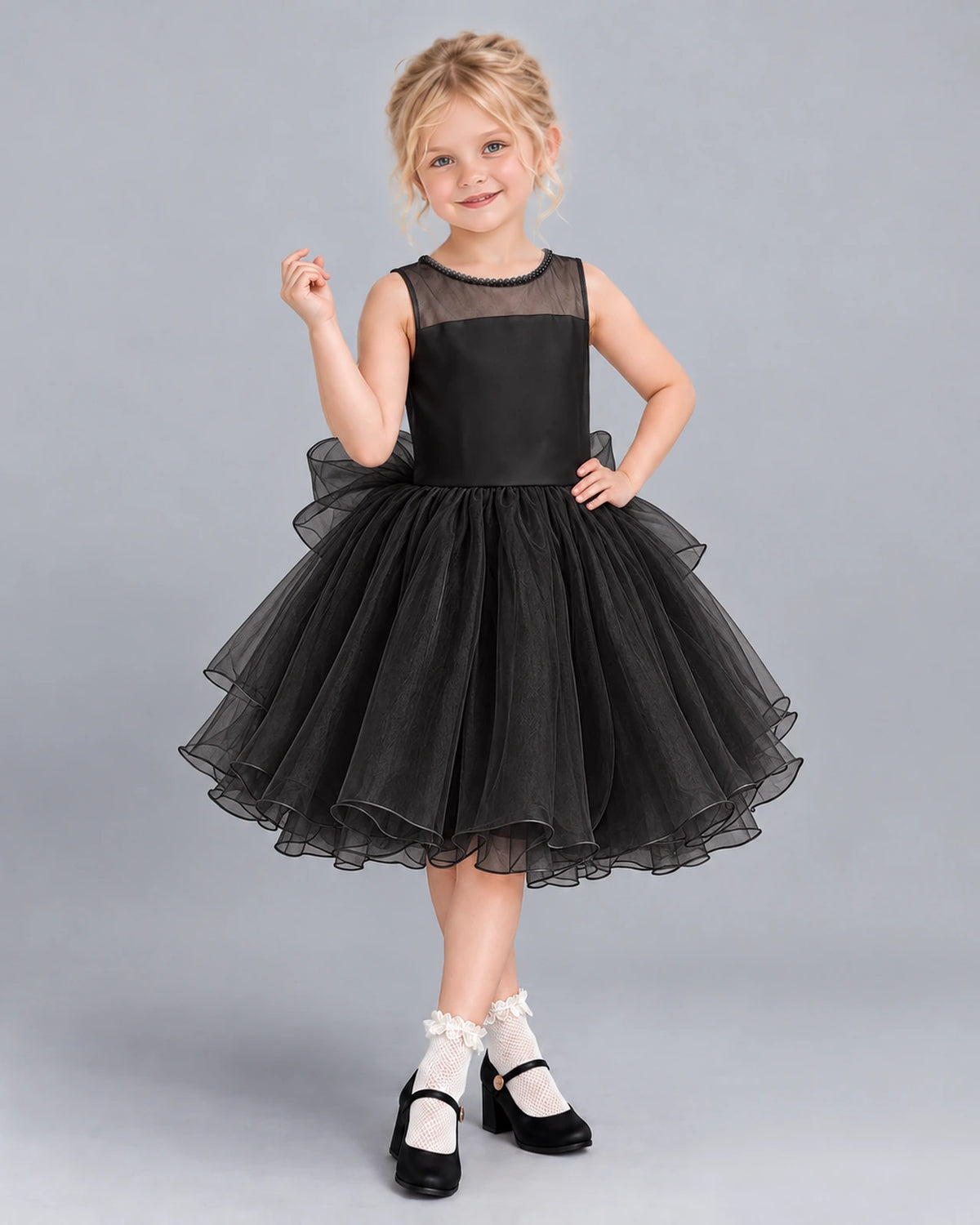 Black Ball Gown Girls Formal Dress Front