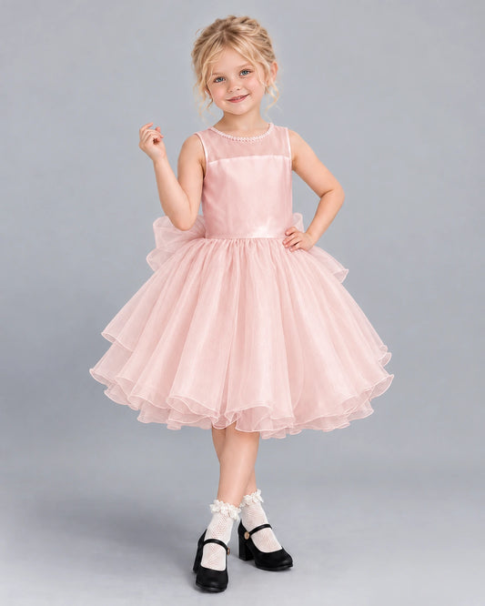 Blush Pink Ball Gown Girls Formal Dress Front