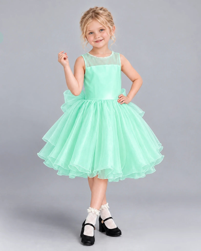 Mint Green Ball Gown Girls Formal Dress Front