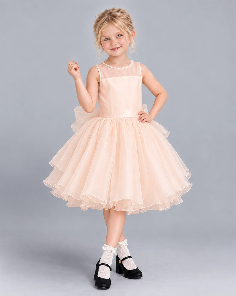 Peach Ball Gown Girls Formal Dress Front
