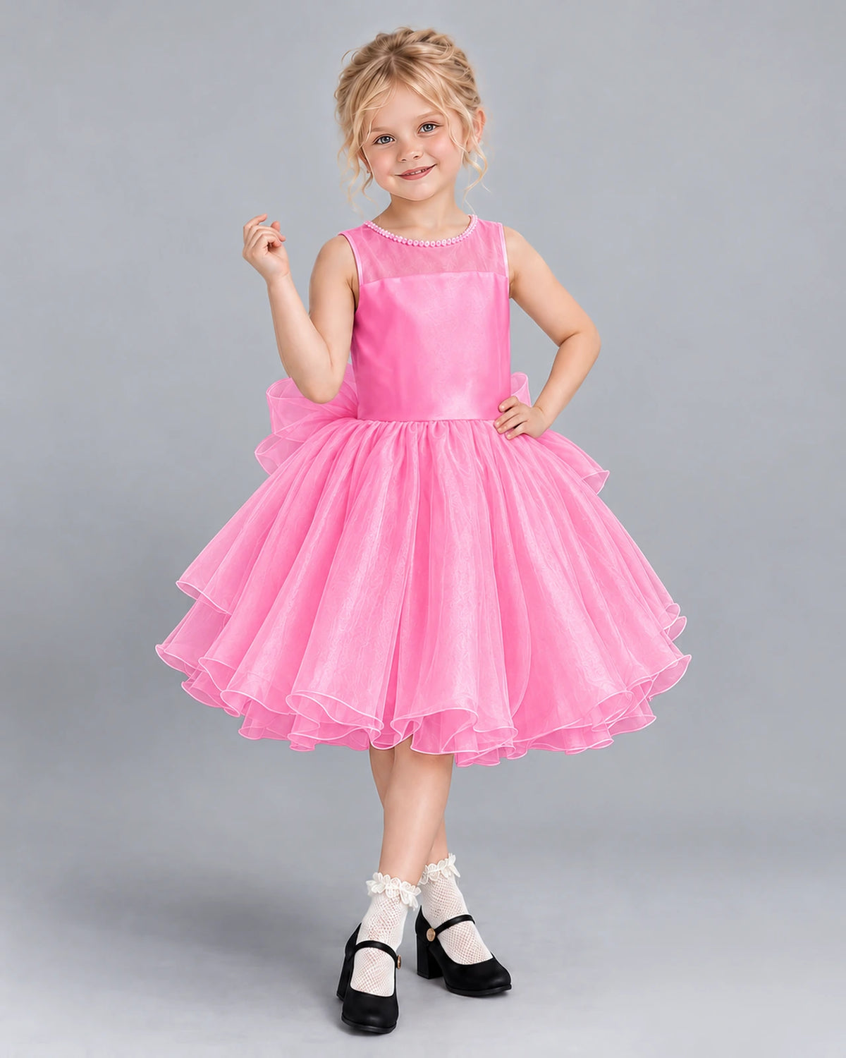Pink Ball Gown Girls Formal Dress Front