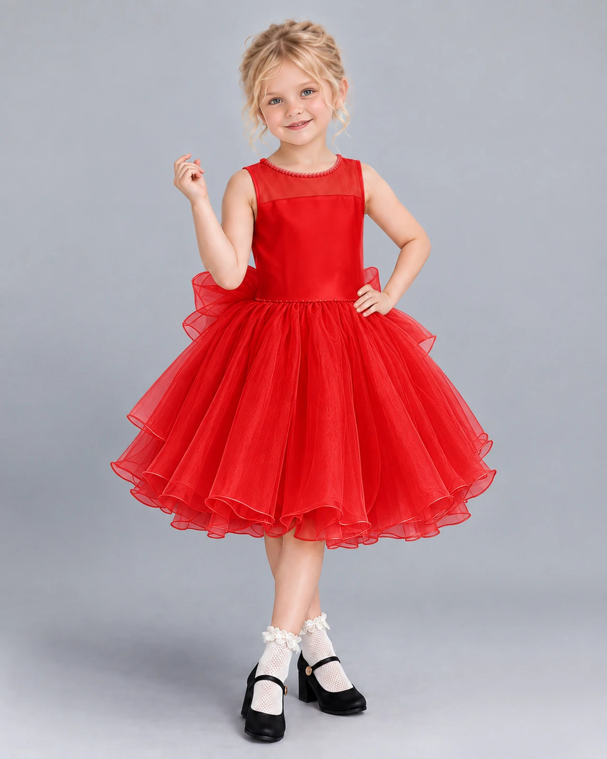 Red Ball Gown Girls Formal Dress Front