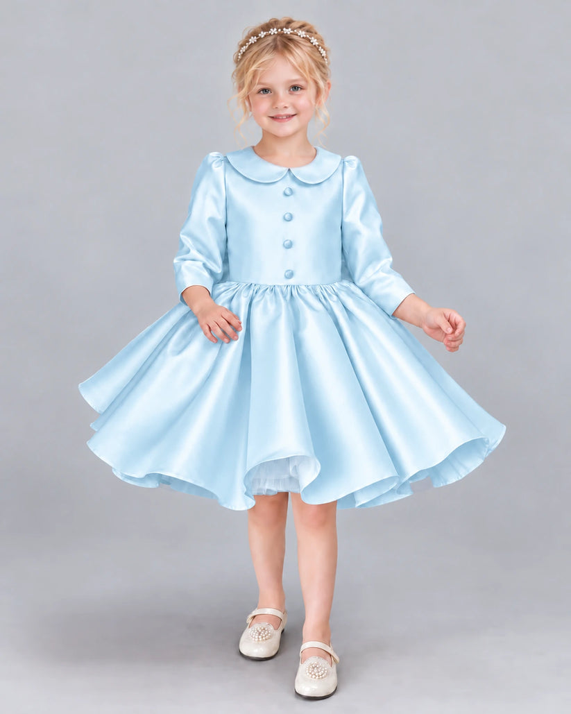 Baby Blue A-line Girls Formal Dress Front