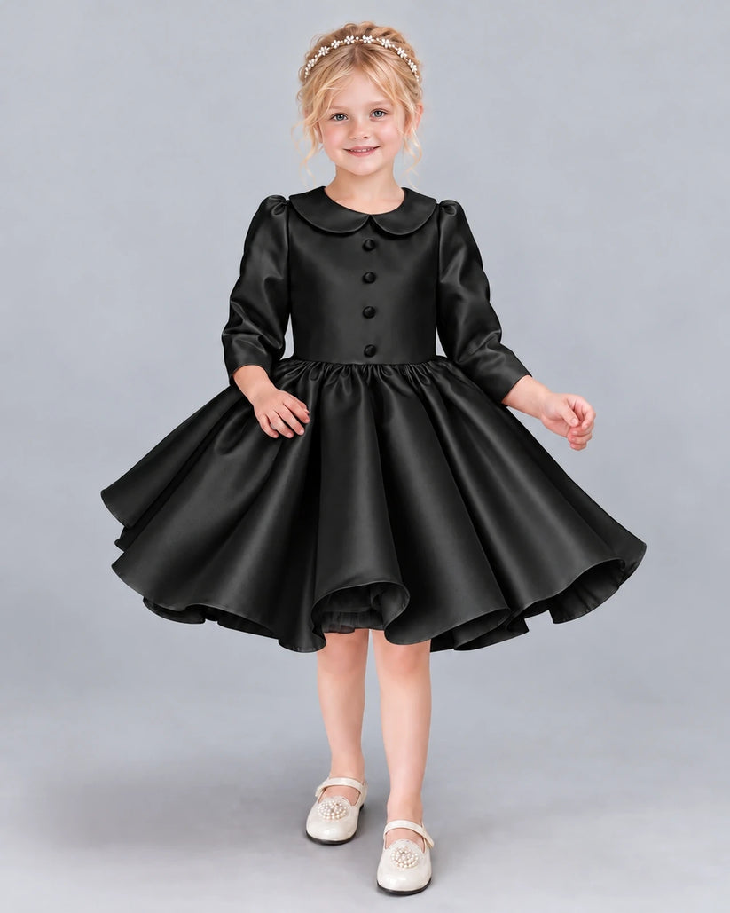 Black A-line Girls Formal Dress Front