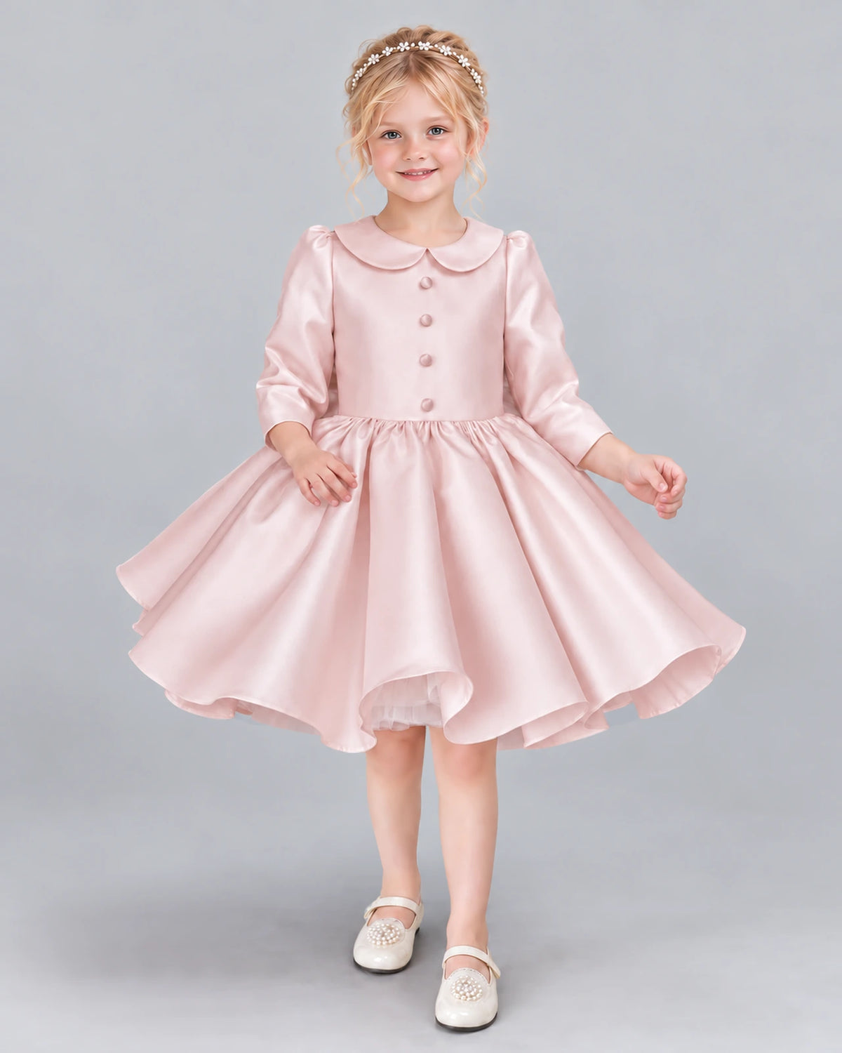 Blush Pink A-line Girls Formal Dress Front
