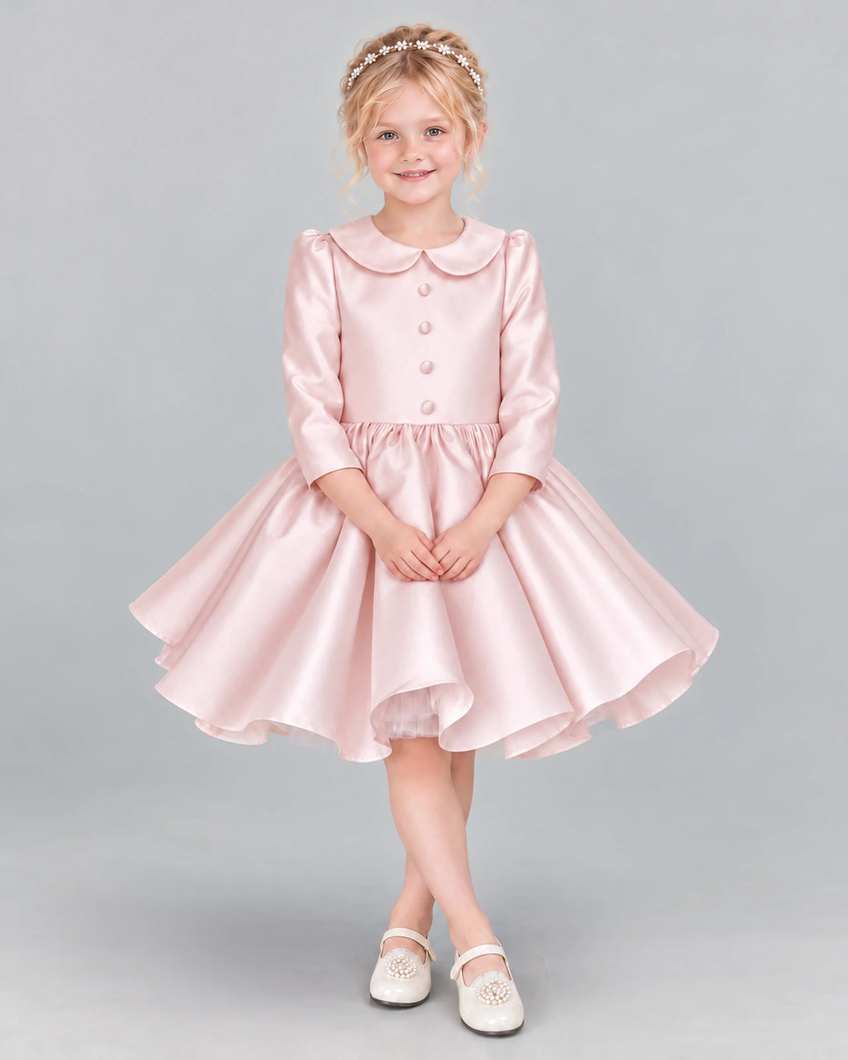 Blush Pink A-line Girls Formal Dress Pose [Shared]