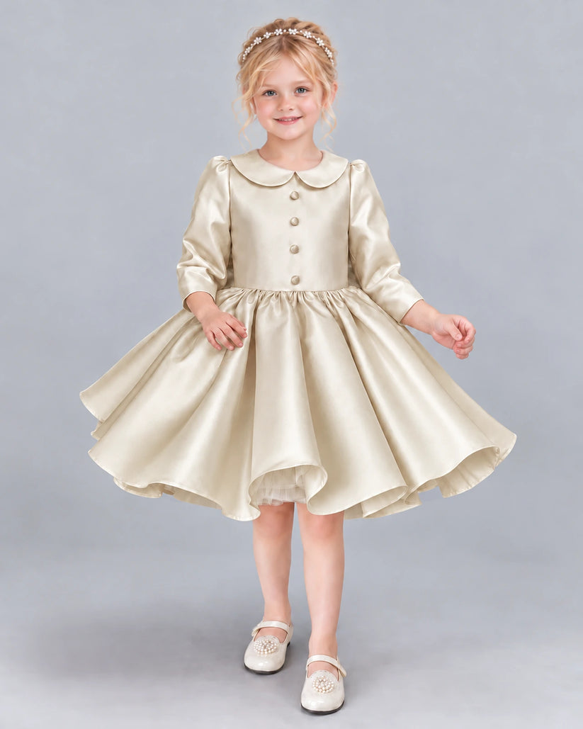 Champagne A-line Girls Formal Dress Front