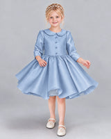 Dusty Blue A-line Girls Formal Dress Front