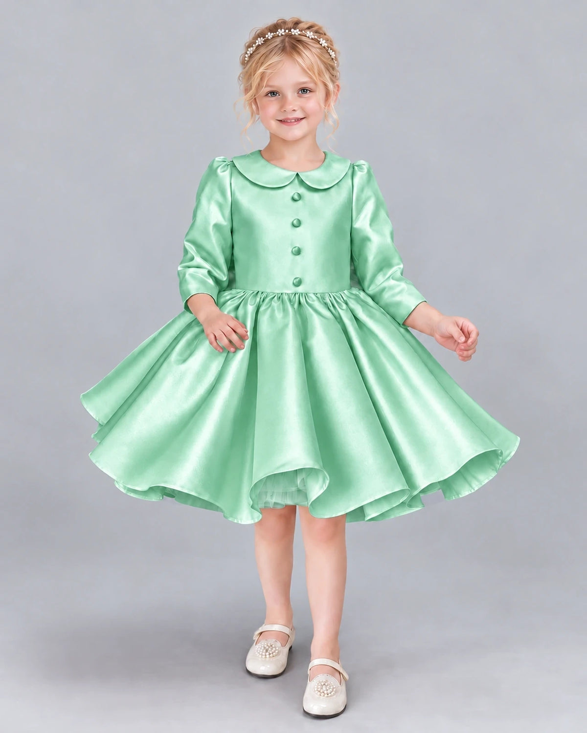 Mint Green A-line Girls Formal Dress Front