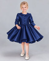 Navy Blue A-line Girls Formal Dress Front