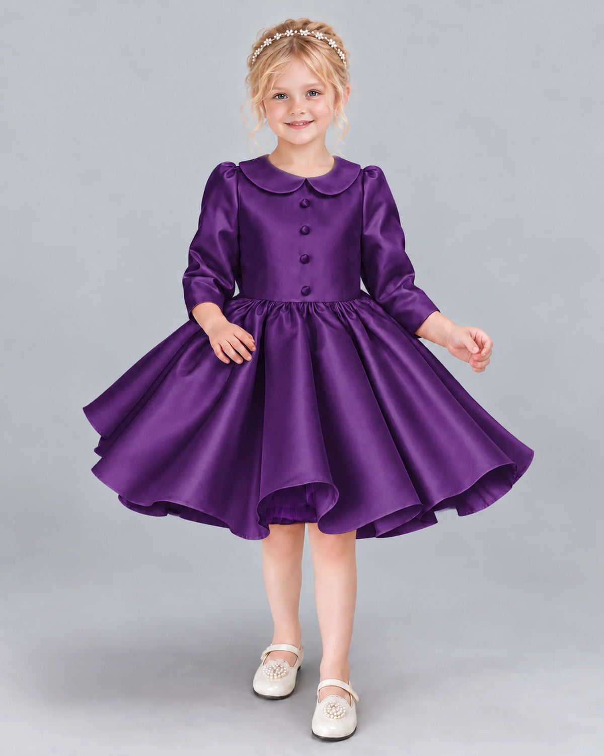 Purple A-line Girls Formal Dress Front