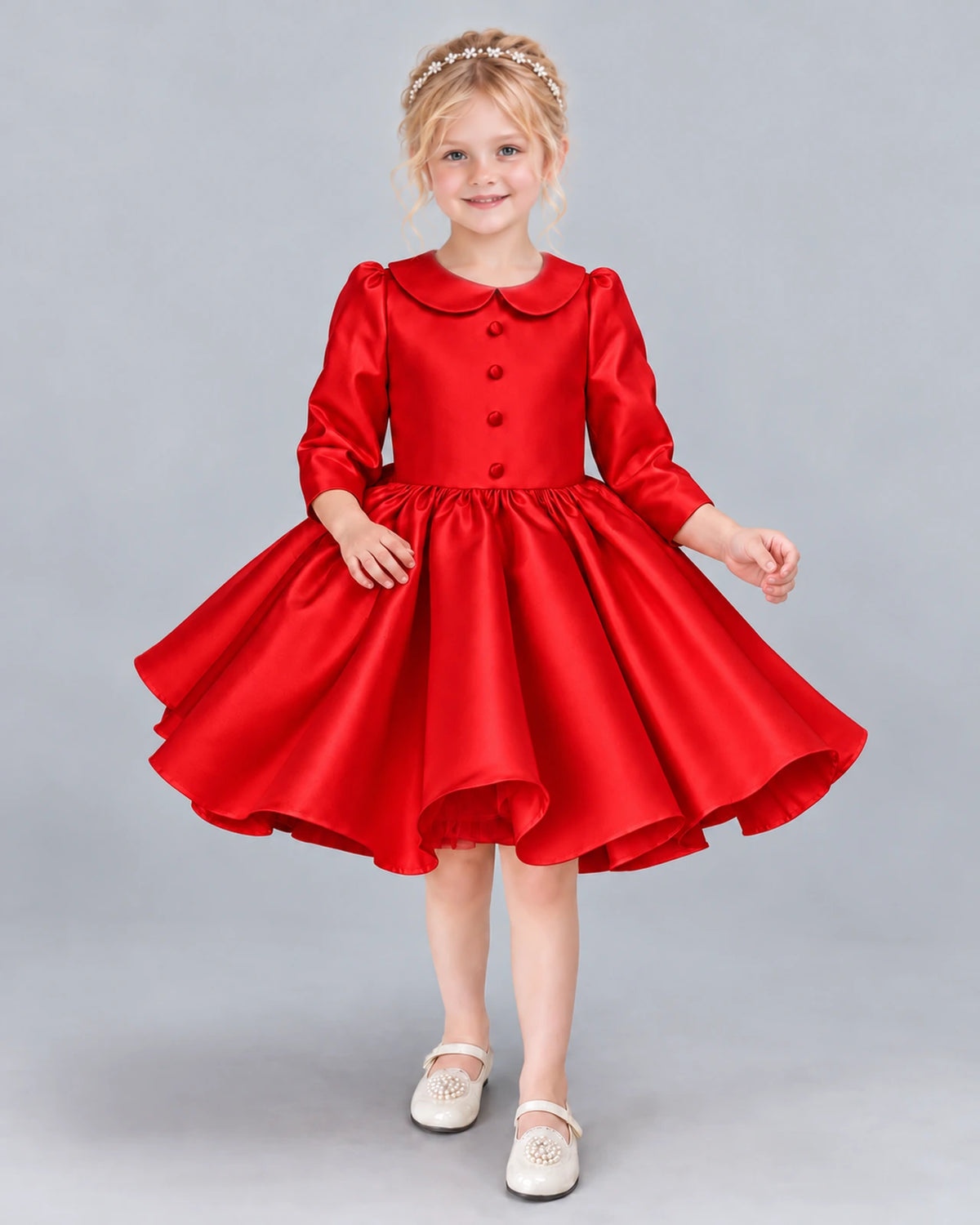 Red A-line Girls Formal Dress Front