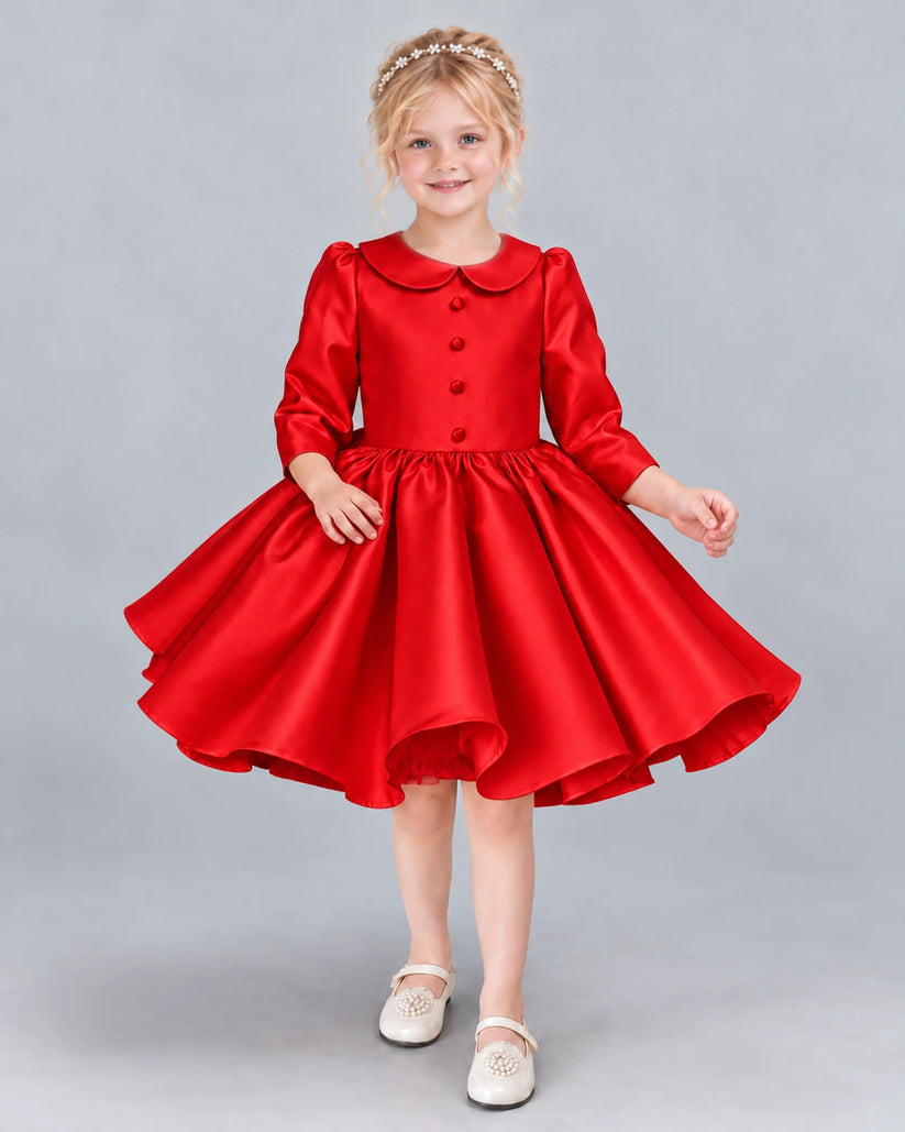 Red A-line Girls Formal Dress Front