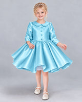 Sky Blue A-line Girls Formal Dress Front