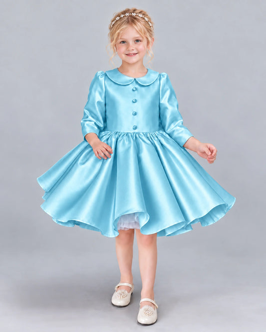 Sky Blue A-line Girls Formal Dress Front