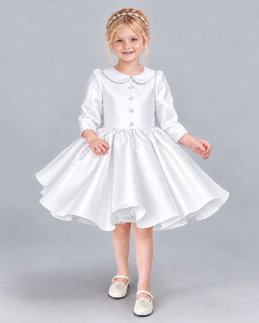 White A-line Girls Formal Dress Front