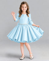 Baby Blue Ball Gown Girls Formal Dress Front