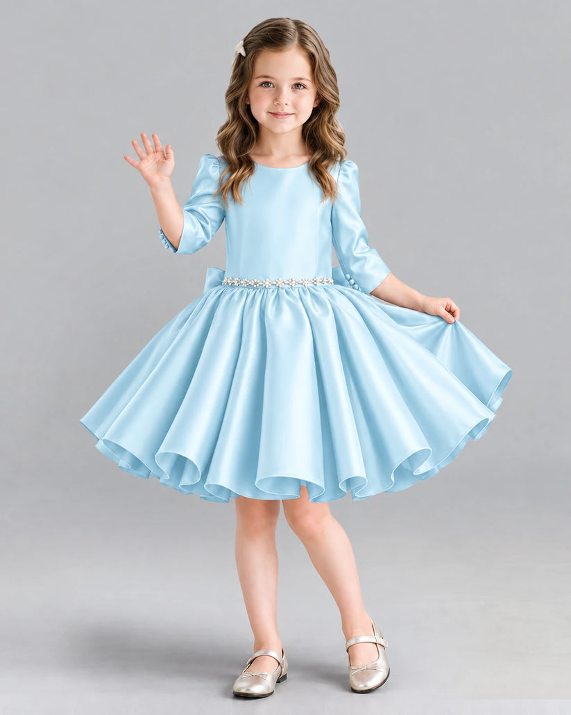 Baby Blue Ball Gown Girls Formal Dress Front