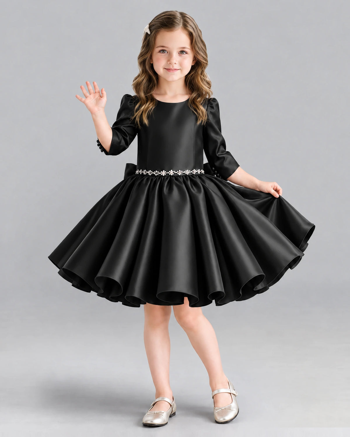 Black Ball Gown Girls Formal Dress Front