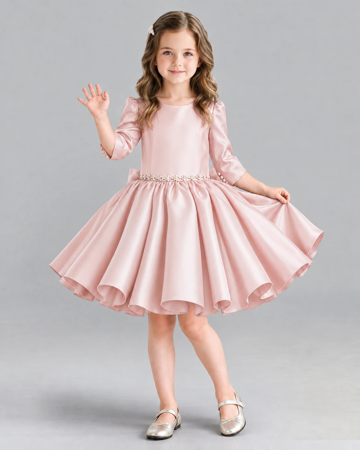 Blush Pink Ball Gown Girls Formal Dress Front