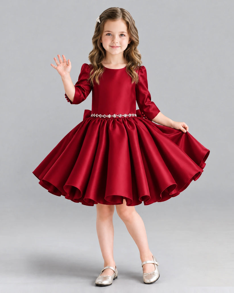 Burgundy Ball Gown Girls Formal Dress Front