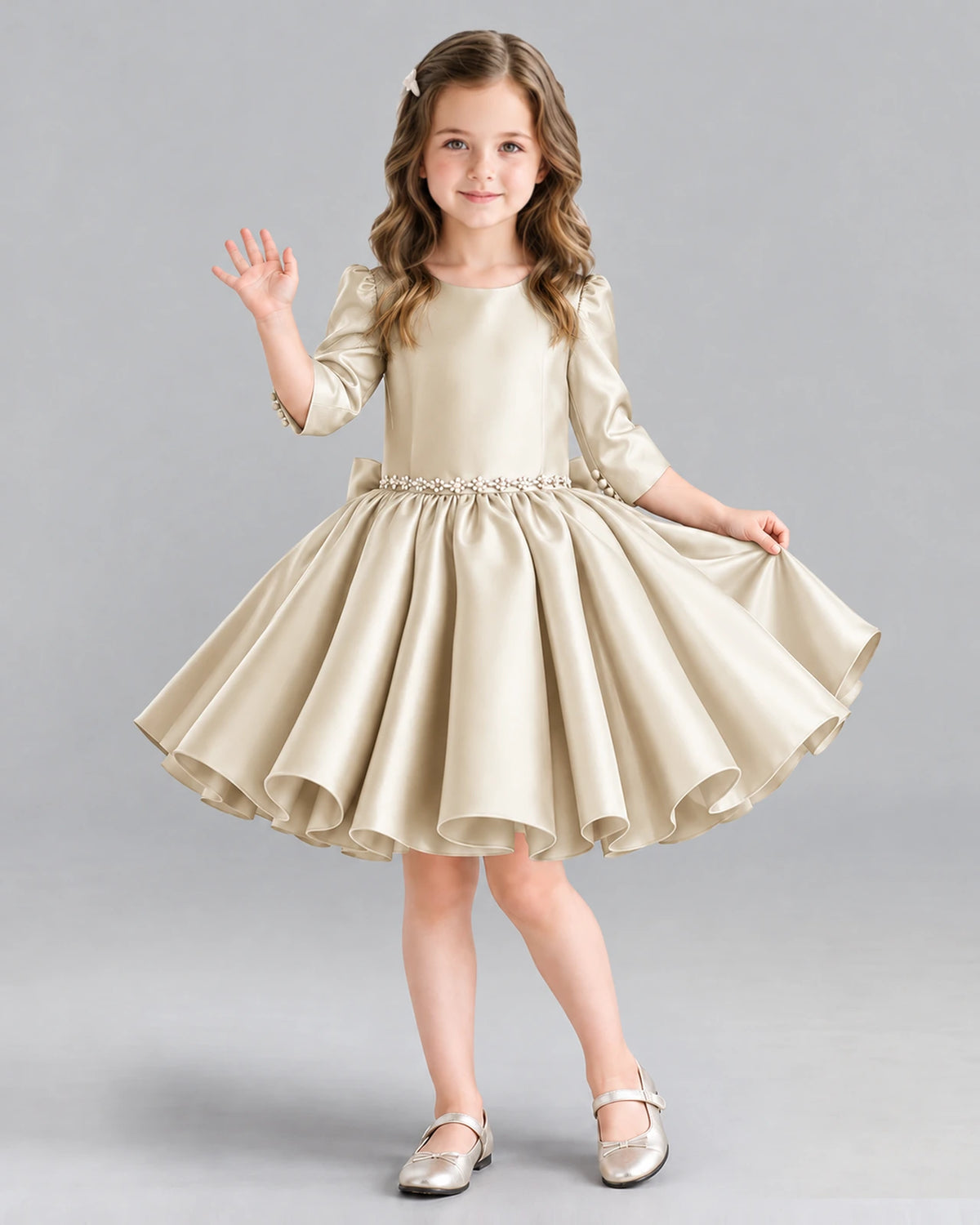 Champagne Ball Gown Girls Formal Dress Front