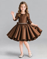 Chocolate Ball Gown Girls Formal Dress Front
