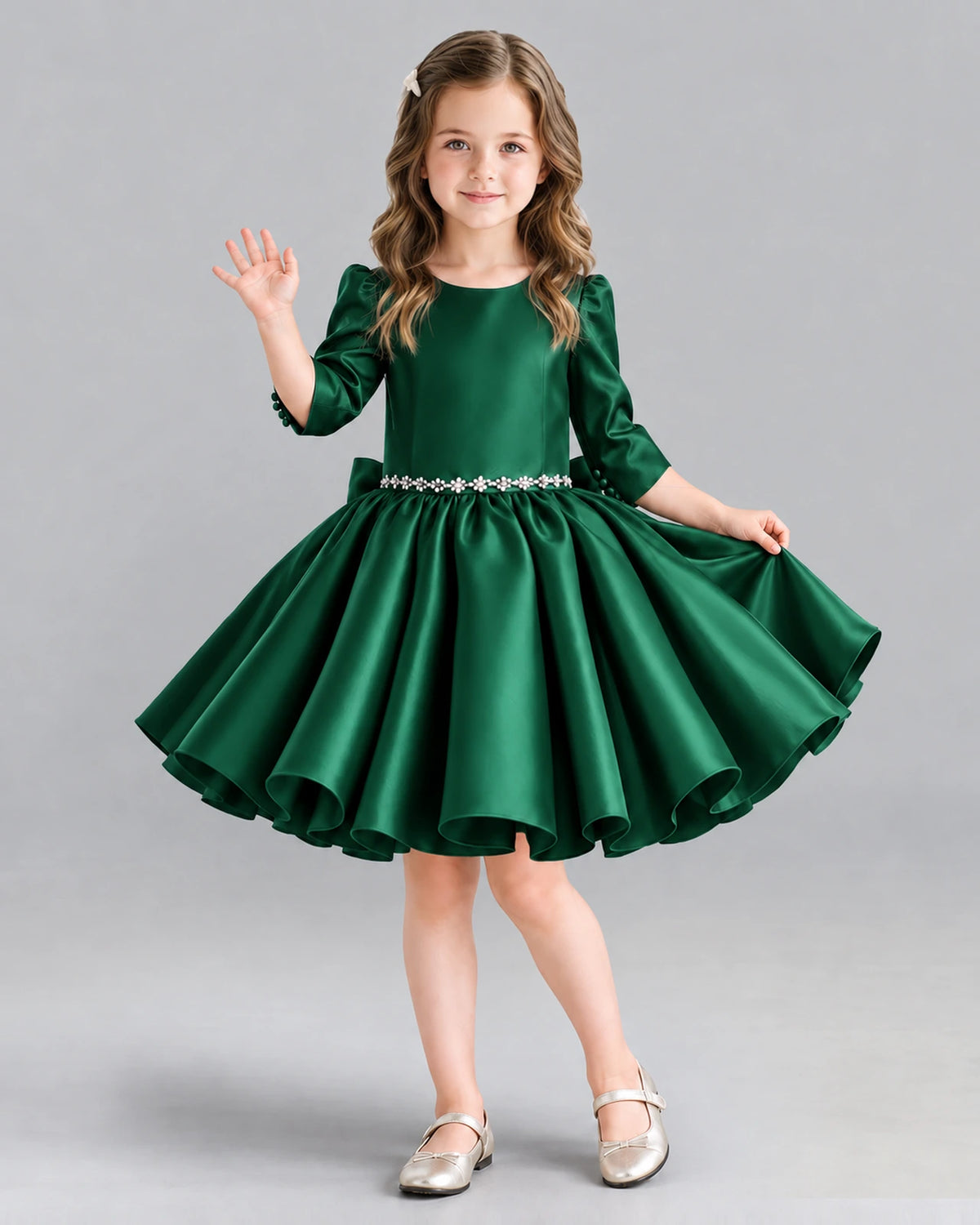 Dark Green Ball Gown Girls Formal Dress Front