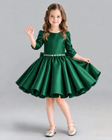 Dark Green Ball Gown Girls Formal Dress Front