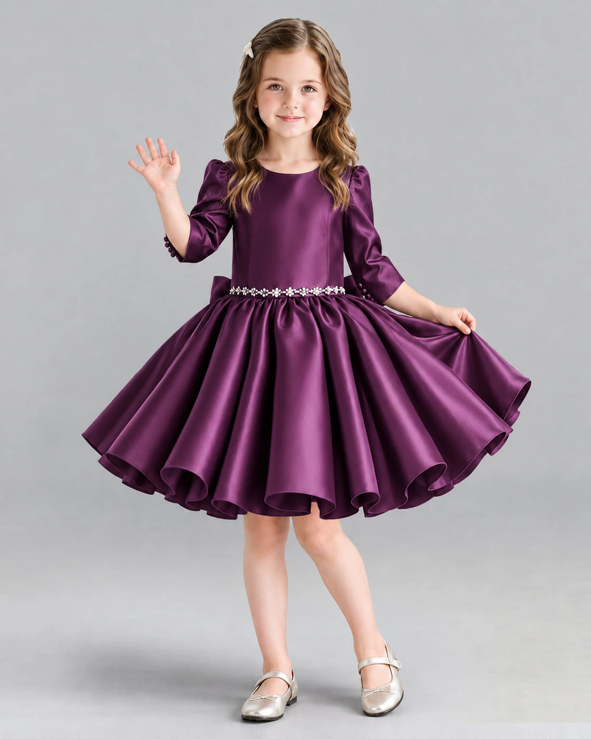 Grape Ball Gown Girls Formal Dress Front