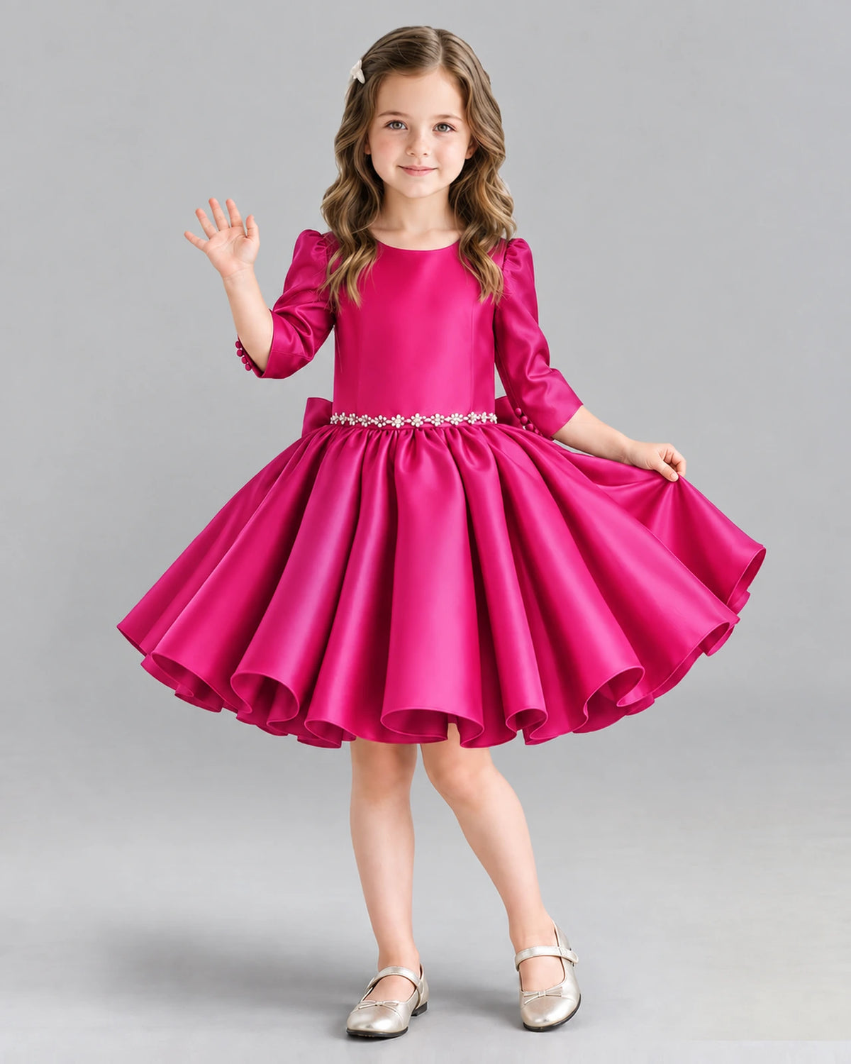 Hot Pink Ball Gown Girls Formal Dress Front