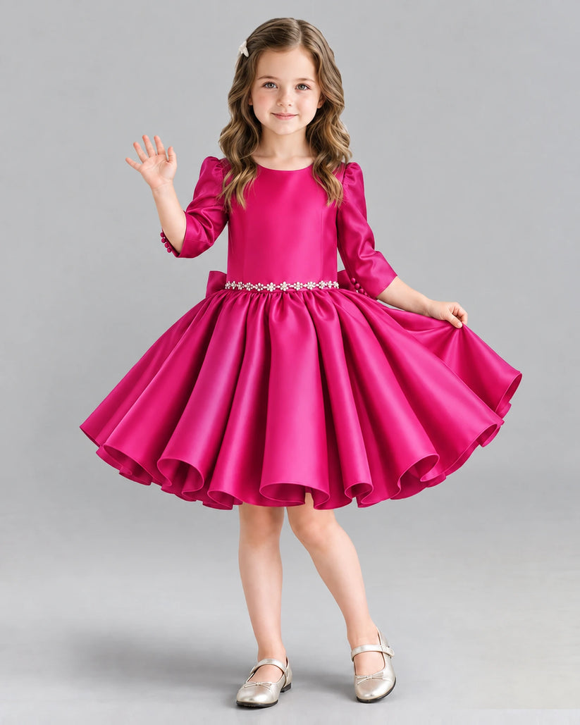 Hot Pink Ball Gown Girls Formal Dress Front