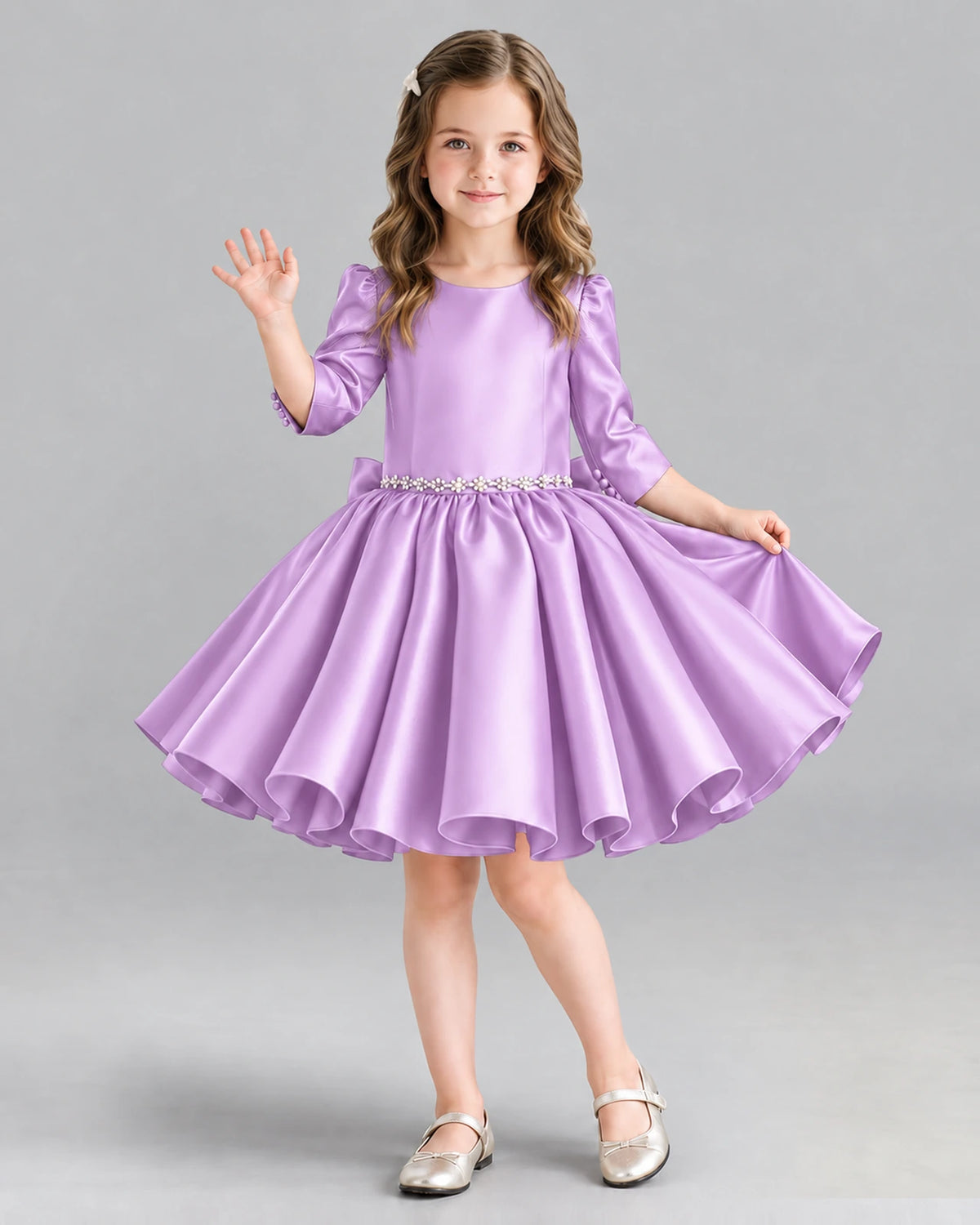 Lilac Ball Gown Girls Formal Dress Front