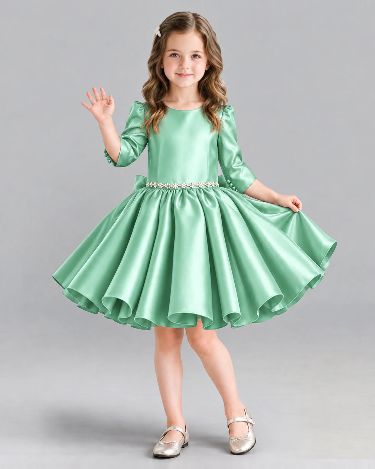 Mint Green Ball Gown Girls Formal Dress Front