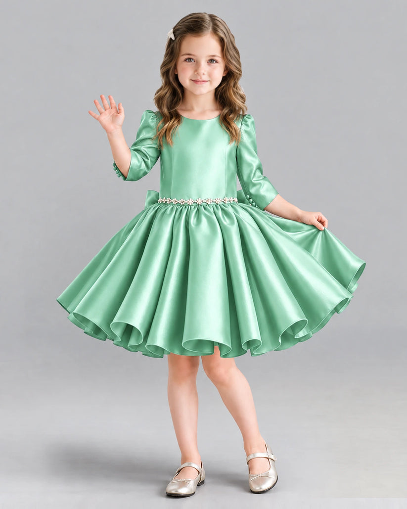 Mint Green Ball Gown Girls Formal Dress Front